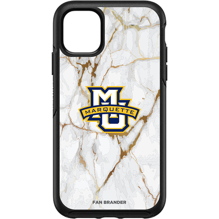 OtterBox Black Phone case with Marquette Golden Eagles Tide White Marble Background