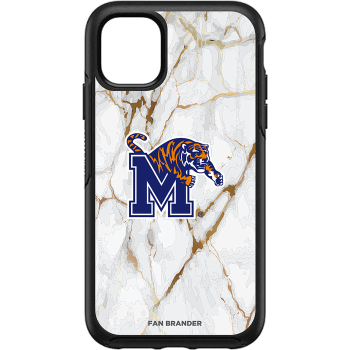 OtterBox Black Phone case with Memphis Tigers Tide White Marble Background