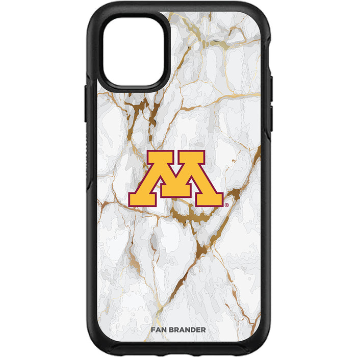 OtterBox Black Phone case with Minnesota Golden Gophers Tide White Marble Background