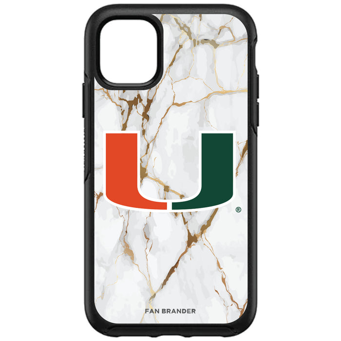 OtterBox Black Phone case with Miami Hurricanes White Marble design