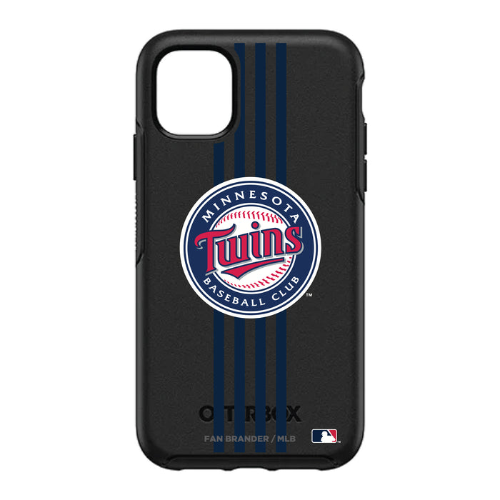 OtterBox Black Phone case with Minnesota Twins Primary Logo and Vertical Stripe