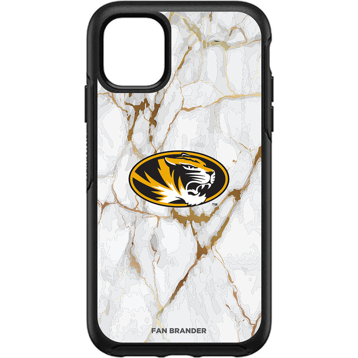 OtterBox Black Phone case with Missouri Tigers Tide White Marble Background