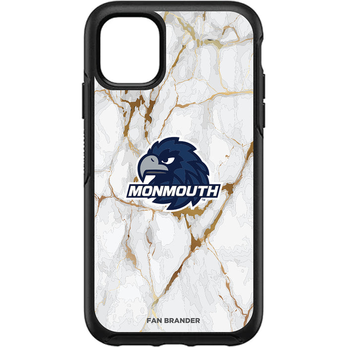 OtterBox Black Phone case with Monmouth Hawks Tide White Marble Background
