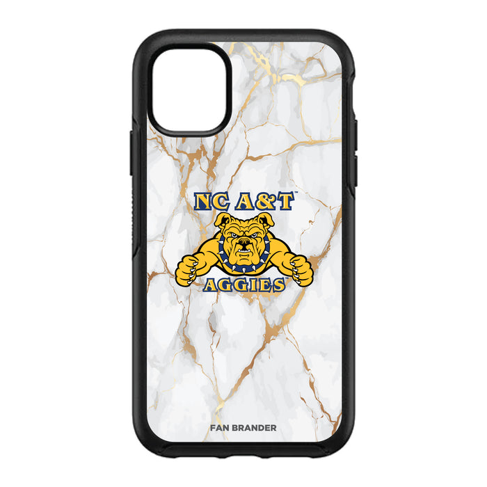 OtterBox Black Phone case with North Carolina A&T Aggies White Marble Background