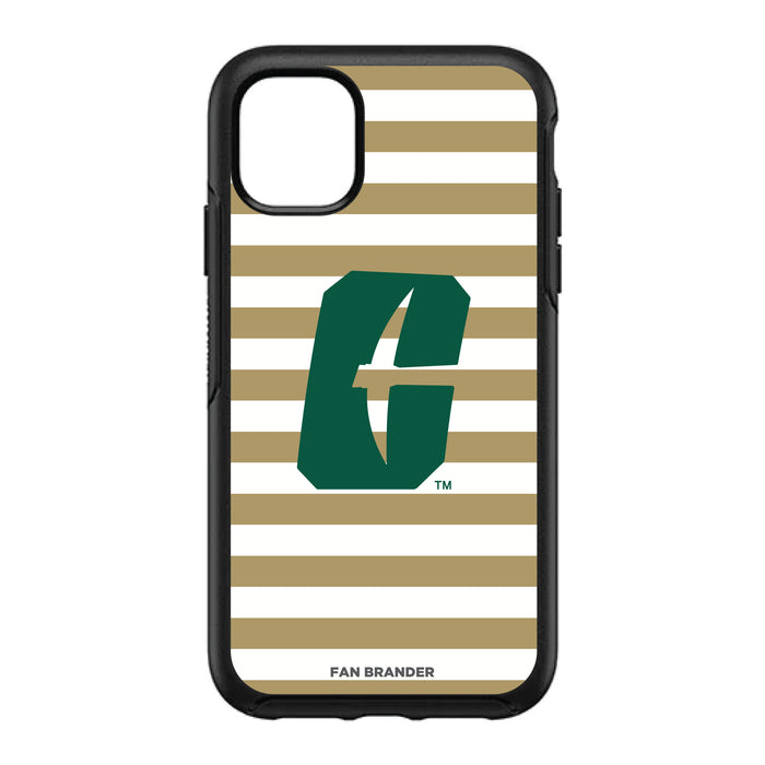 OtterBox Black Phone case with Charlotte 49ers Primary Logo and Striped Design