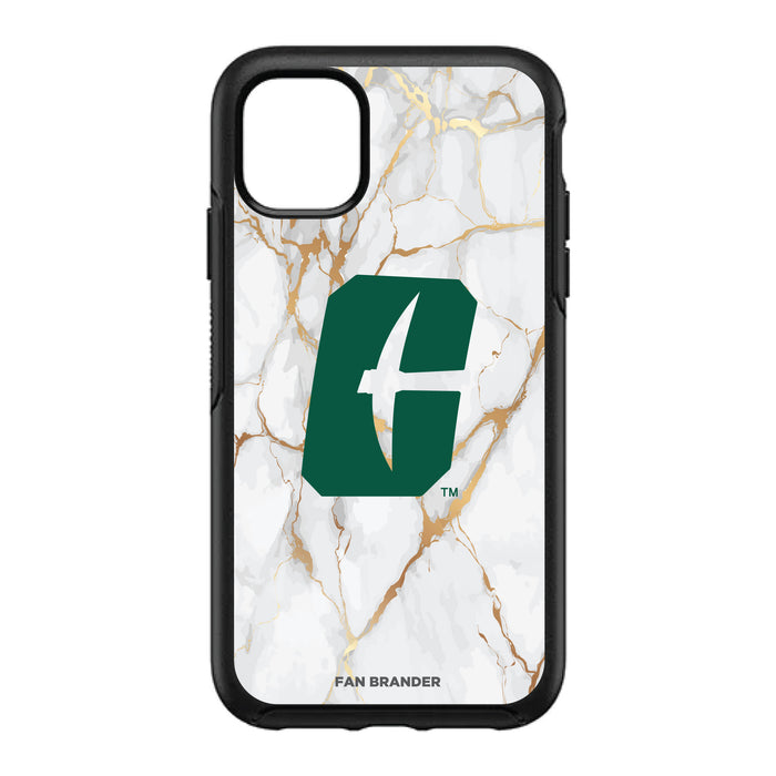 OtterBox Black Phone case with Charlotte 49ers White Marble Background