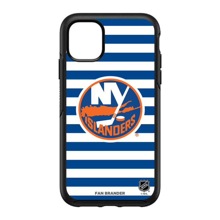 OtterBox Black Phone case with New York Islanders Primary Logo and Striped Design