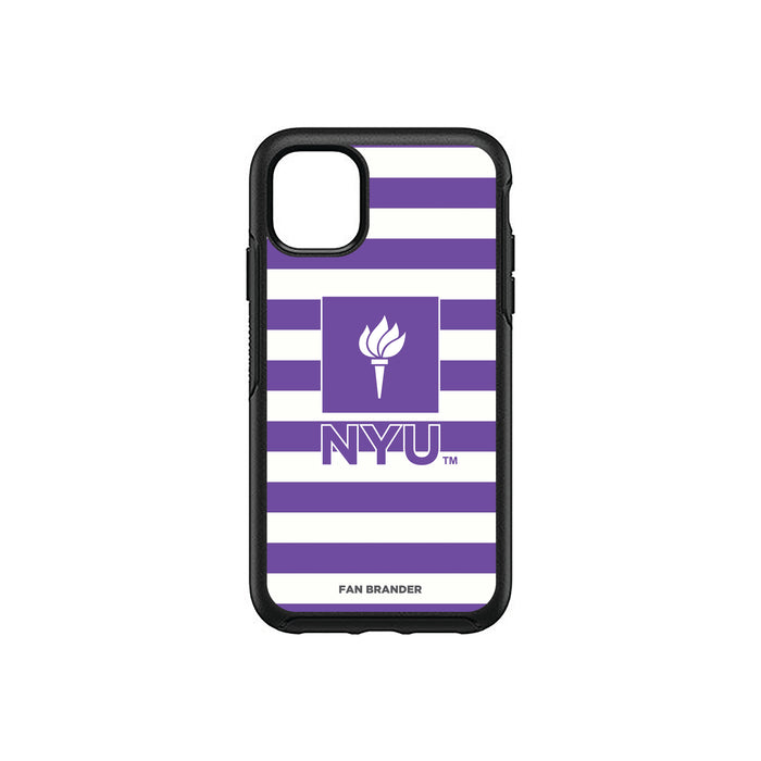 OtterBox Black Phone case with NYU Tide Primary Logo and Striped Design