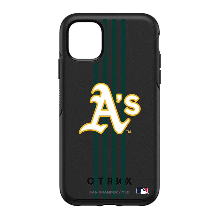 OtterBox Black Phone case with Oakland Athletics Primary Logo and Vertical Stripe