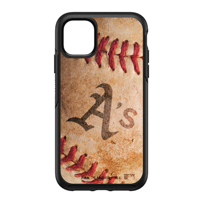 OtterBox Black Phone case with Oakland Athletics Primary Logo and Baseball Design