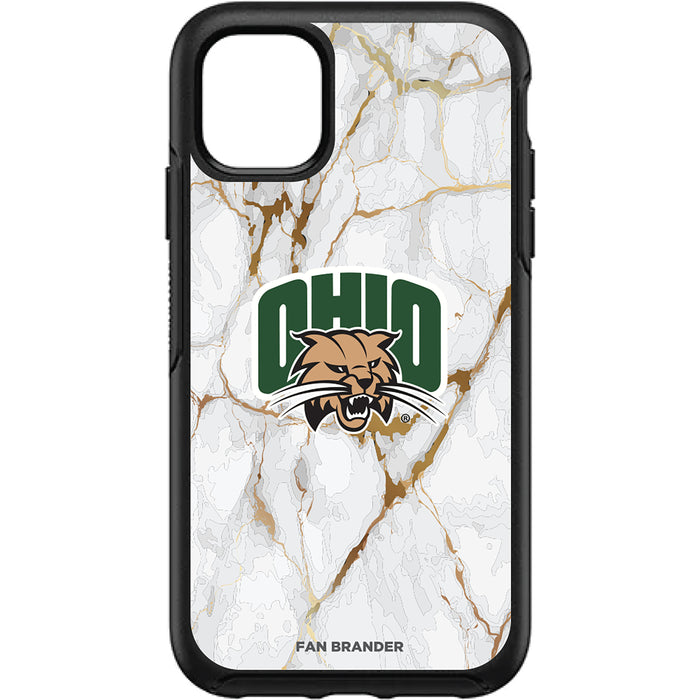 OtterBox Black Phone case with Ohio University Bobcats Tide White Marble Background