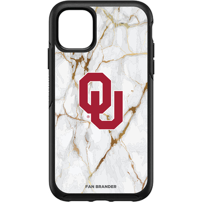 OtterBox Black Phone case with Oklahoma Sooners Tide White Marble Background