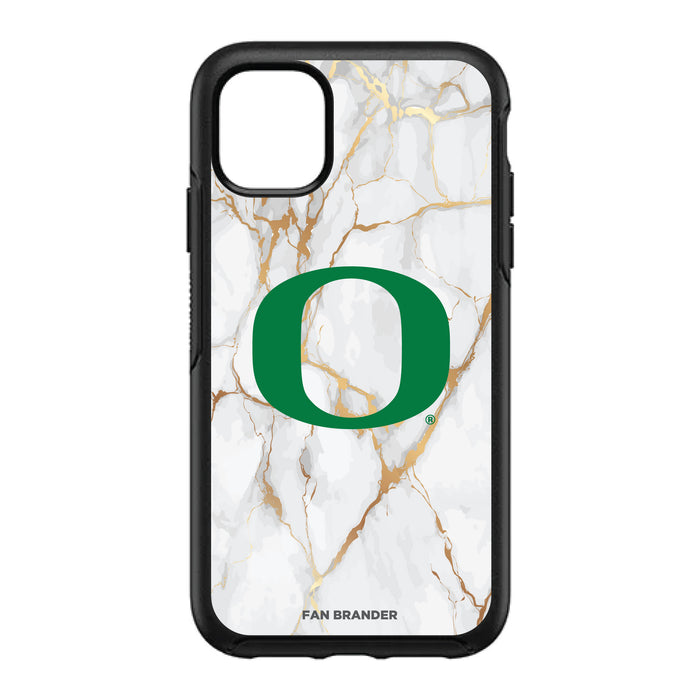 OtterBox Black Phone case with Oregon Ducks White Marble Background