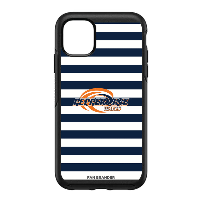 OtterBox Black Phone case with Pepperdine Waves Primary Logo and Striped Design