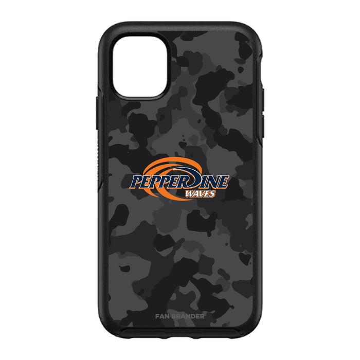 OtterBox Black Phone case with Pepperdine Waves Urban Camo Background