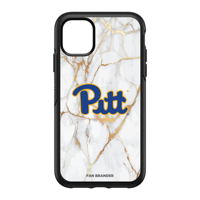 OtterBox Black Phone case with Pittsburgh Panthers White Marble Background