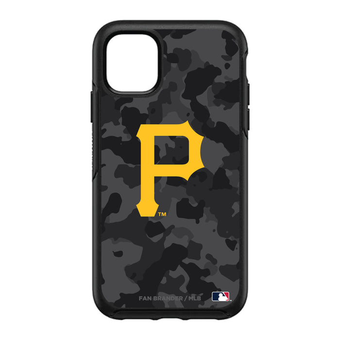 OtterBox Black Phone case with Pittsburgh Pirates Primary Logo Urban Camo background