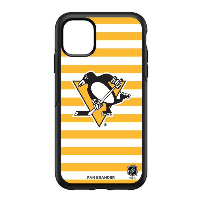 OtterBox Black Phone case with Pittsburgh Penguins Primary Logo and Striped Design