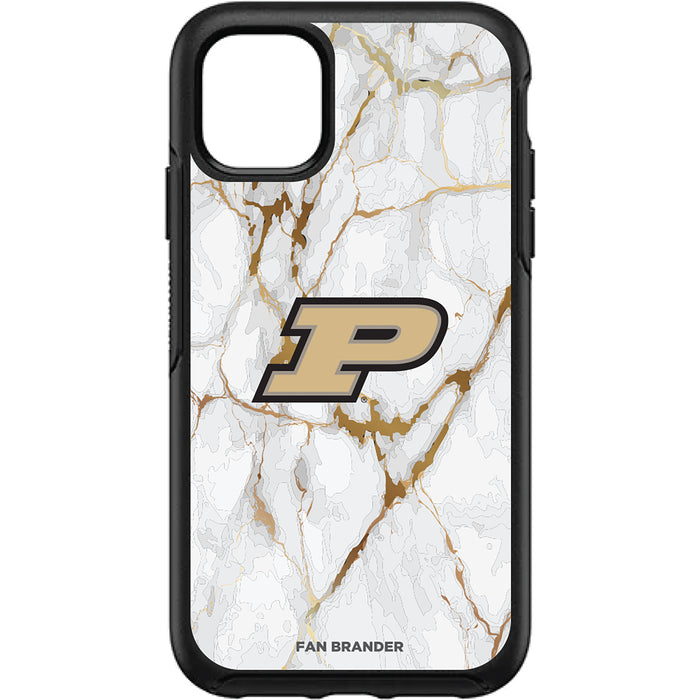 OtterBox Black Phone case with Purdue Boilermakers Tide White Marble Background