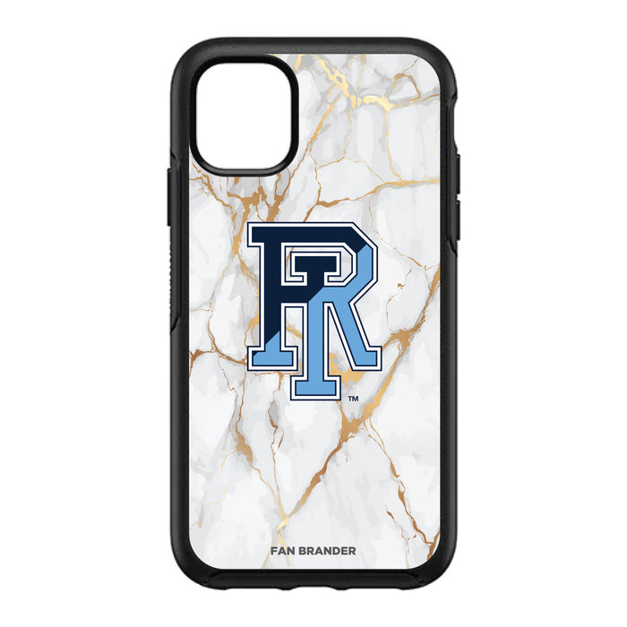 OtterBox Black Phone case with Rhode Island Rams White Marble Background