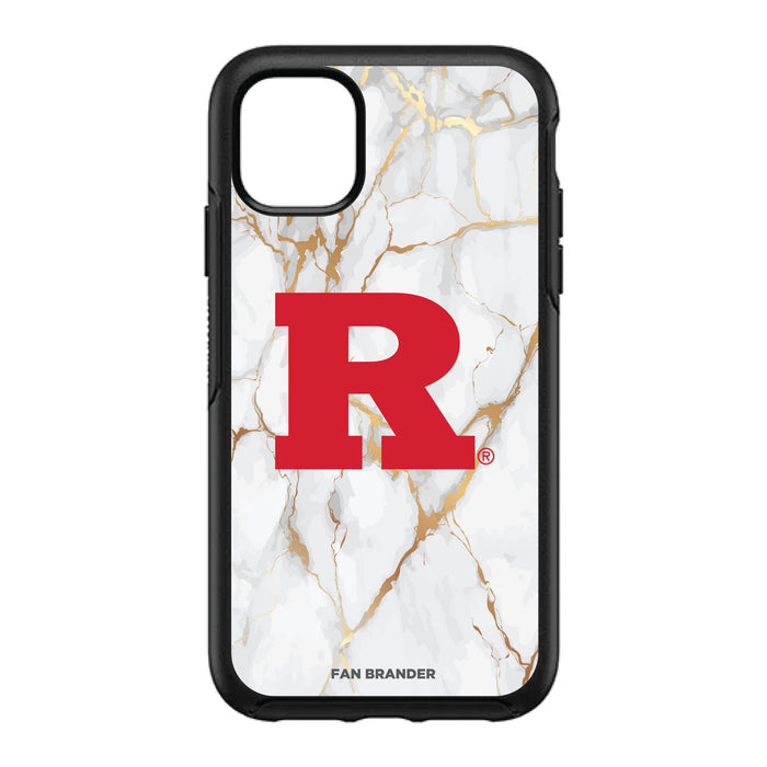 OtterBox Black Phone case with Rutgers Scarlet Knights White Marble Background