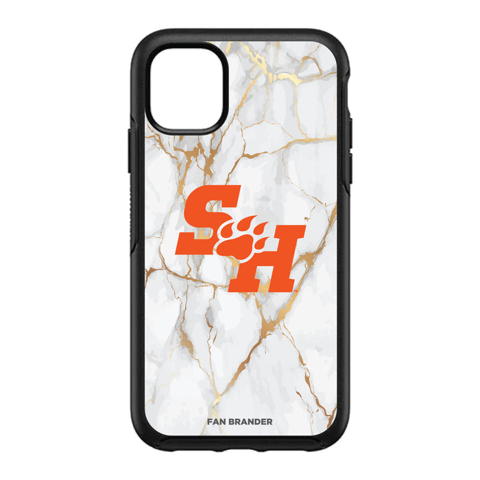 OtterBox Black Phone case with Sam Houston State Bearkats White Marble Background