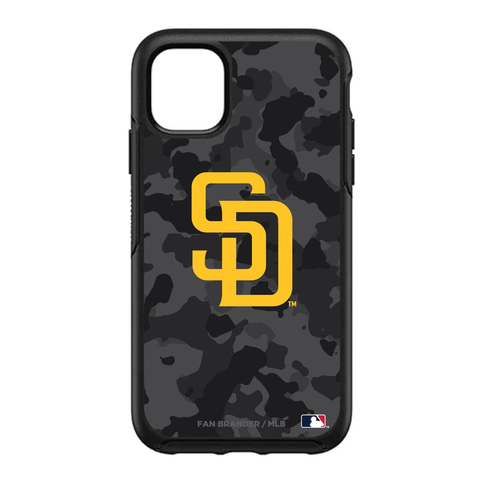 OtterBox Black Phone case with San Diego Padres Primary Logo Urban Camo background