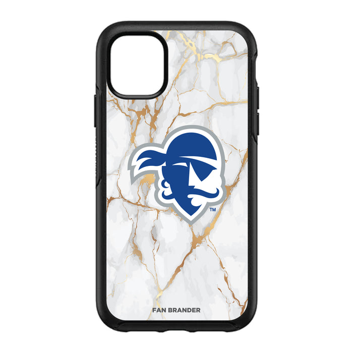 OtterBox Black Phone case with Seton Hall Pirates White Marble Background