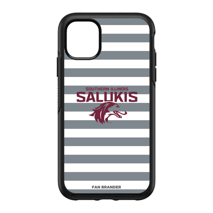 OtterBox Black Phone case with Southern Illinois Salukis Primary Logo and Striped Design