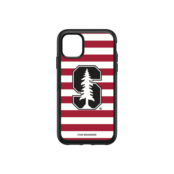 OtterBox Black Phone case with Stanford Cardinal Tide Primary Logo and Striped Design