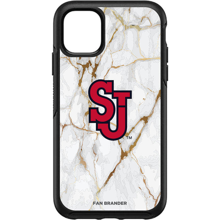 OtterBox Black Phone case with St. John's Red Storm Tide White Marble Background