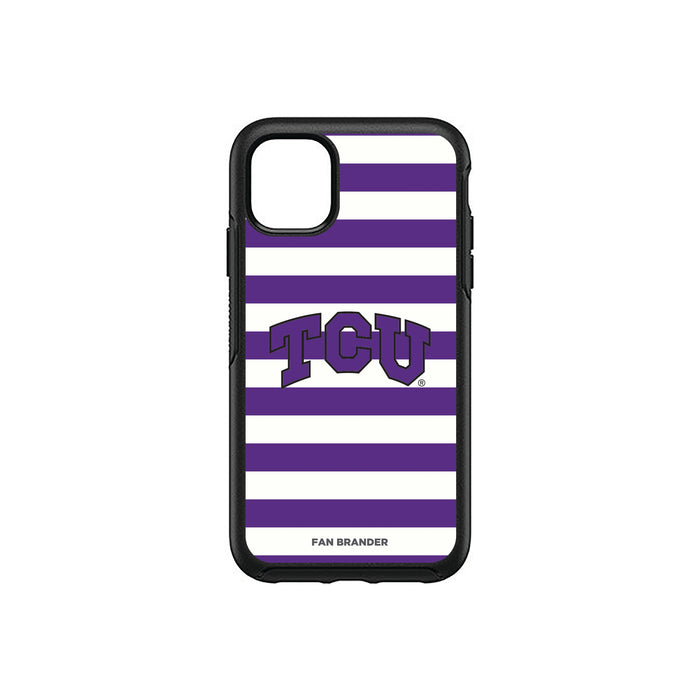 OtterBox Black Phone case with Texas Christian University Horned Frogs Tide Primary Logo and Striped Design