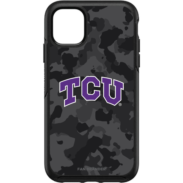 OtterBox Black Phone case with Texas Christian University Horned Frogs Urban Camo Background