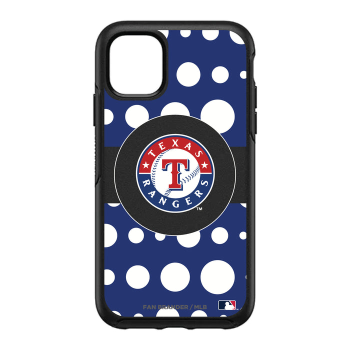 OtterBox Black Phone case with Texas Rangers Primary Logo and Polka Dots Design