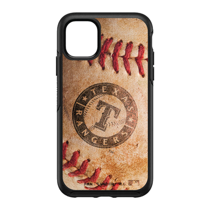OtterBox Black Phone case with Texas Rangers Primary Logo and Baseball Design