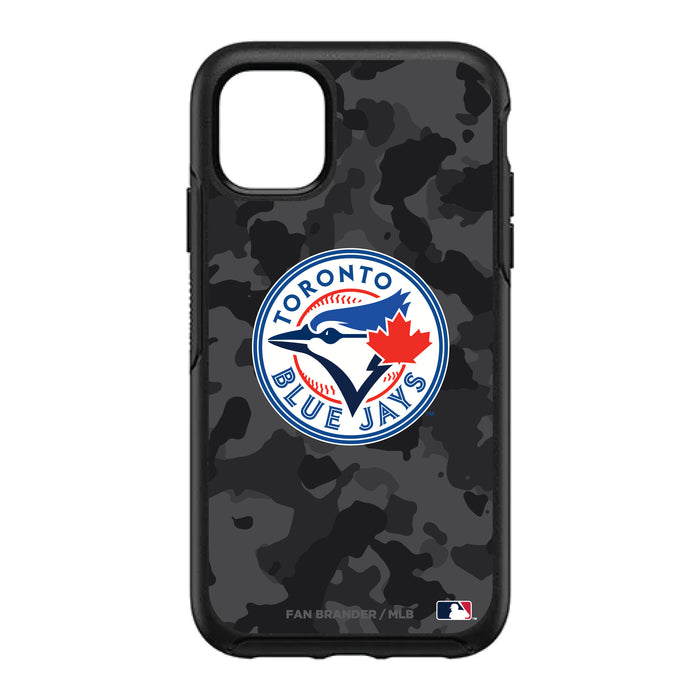 OtterBox Black Phone case with Toronto Blue Jays Primary Logo Urban Camo background