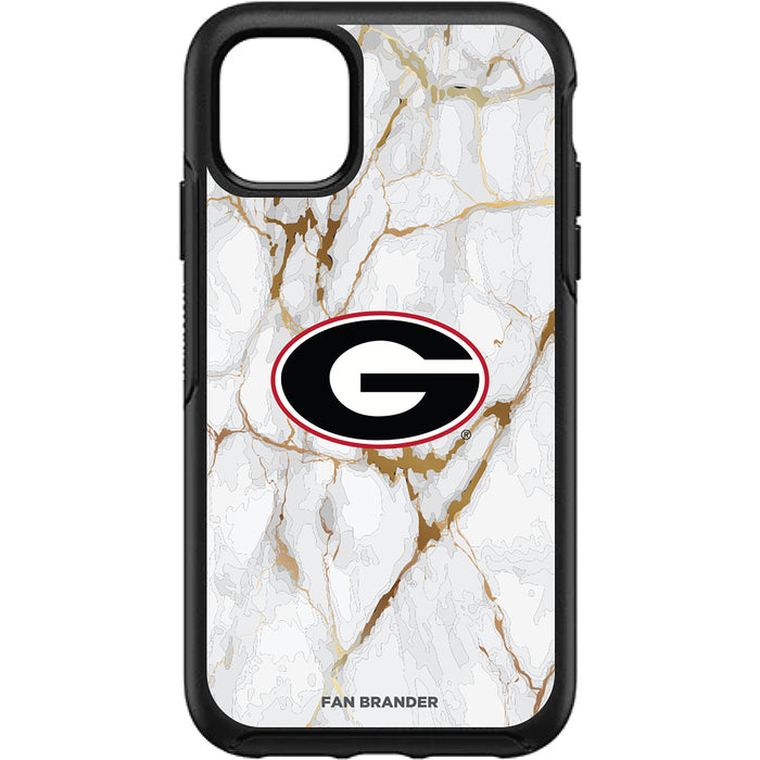 OtterBox Black Phone case with Georgia Bulldogs Tide White Marble Background