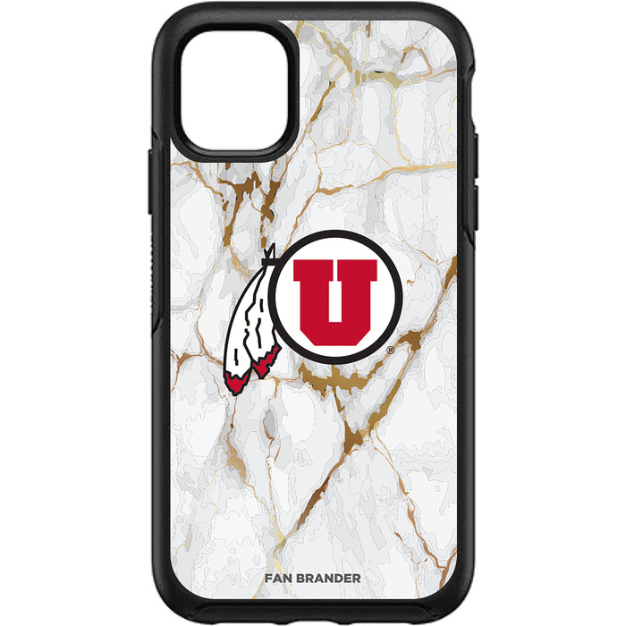 OtterBox Black Phone case with Utah Utes Tide White Marble Background
