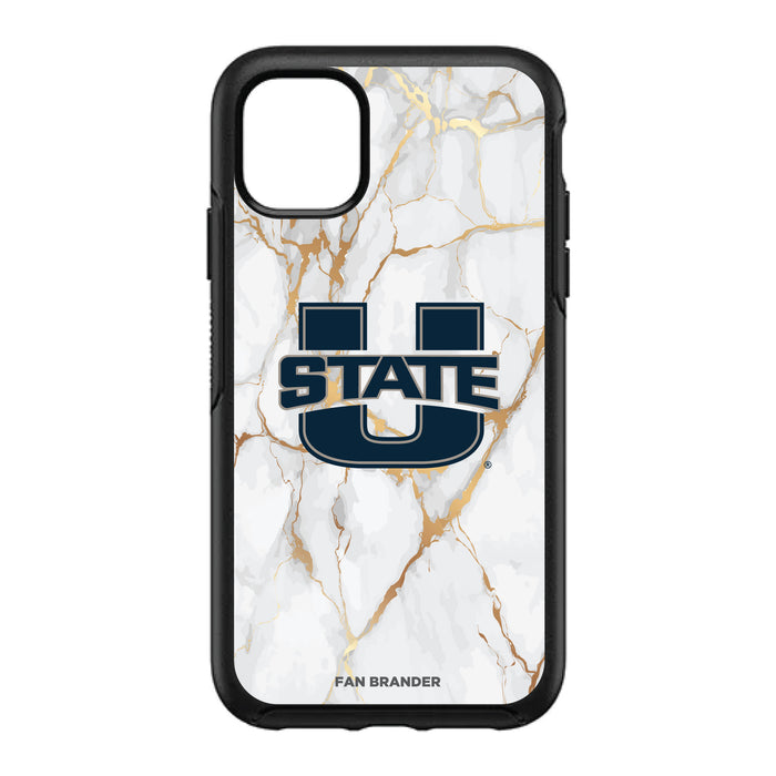 OtterBox Black Phone case with Utah State Aggies White Marble Background