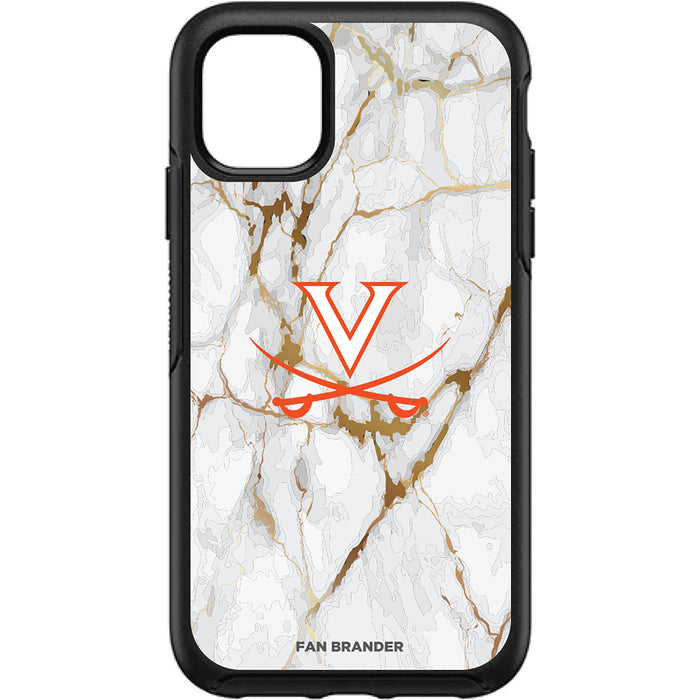 OtterBox Black Phone case with Virginia Cavaliers Tide White Marble Background