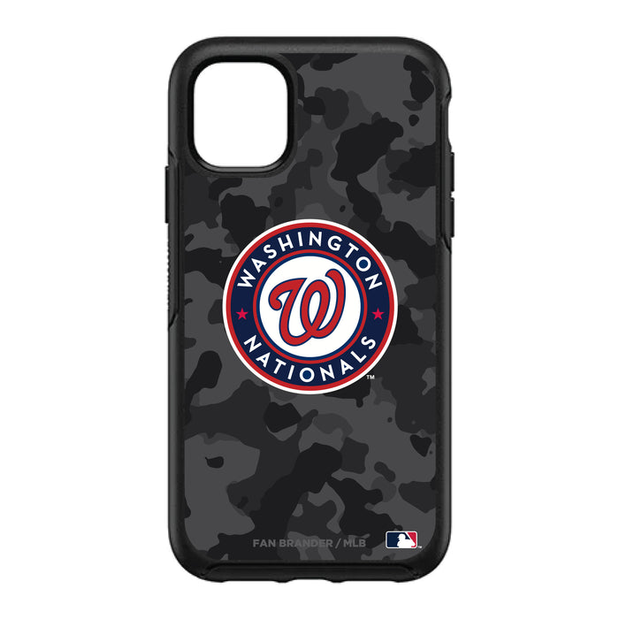 OtterBox Black Phone case with Washington Nationals Primary Logo Urban Camo background