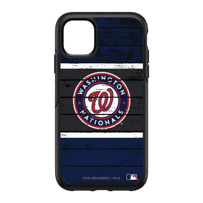 OtterBox Black Phone case with Washington Nationals Primary Logo on Wood Design