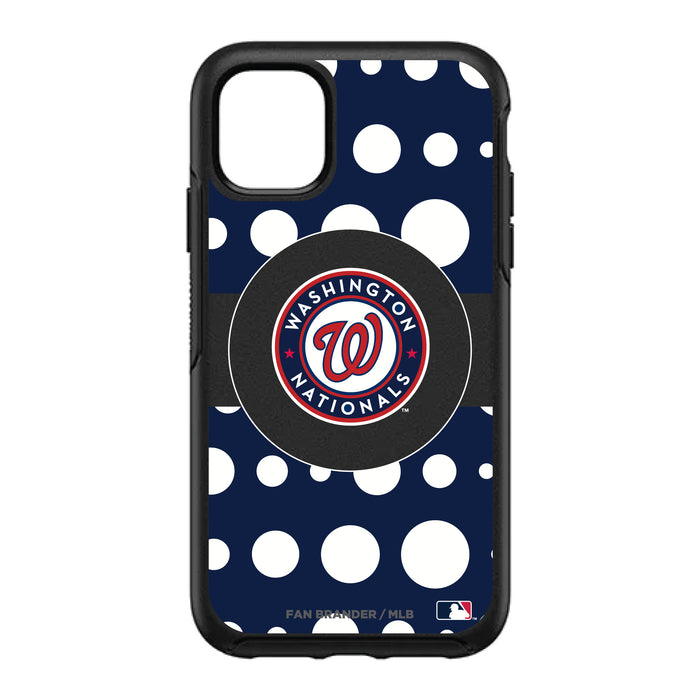 OtterBox Black Phone case with Washington Nationals Primary Logo and Polka Dots Design