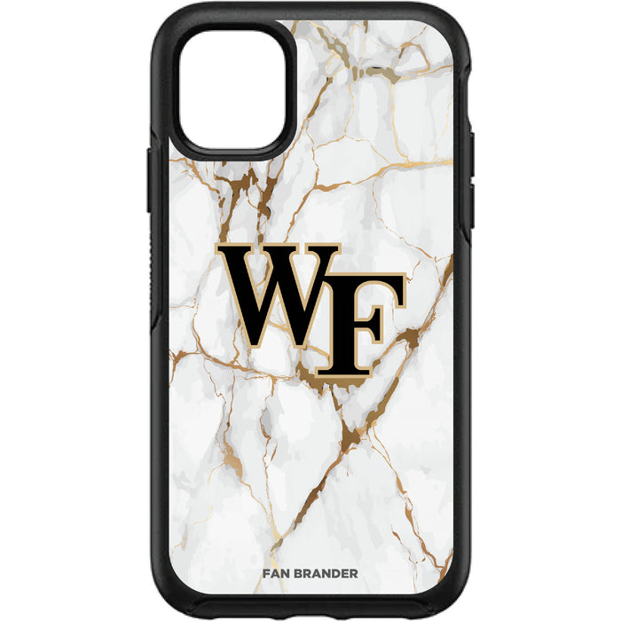 OtterBox Black Phone case with Wake Forest Demon Deacons Tide White Marble Background