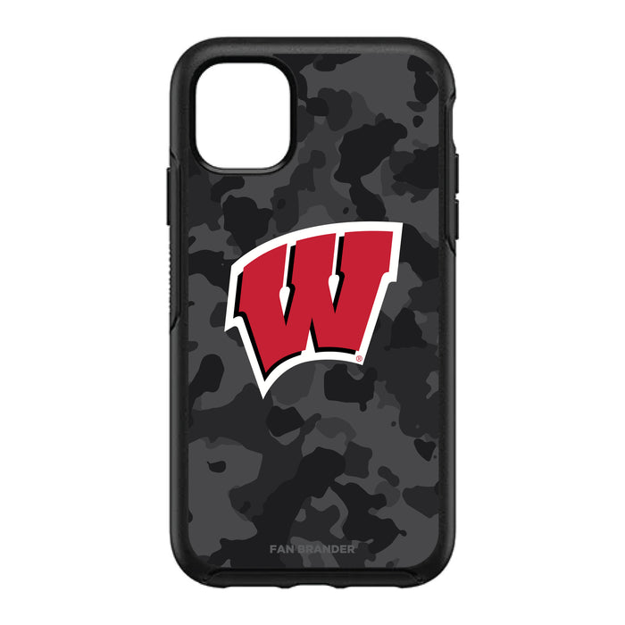 OtterBox Black Phone case with Wisconsin Badgers Urban Camo Background