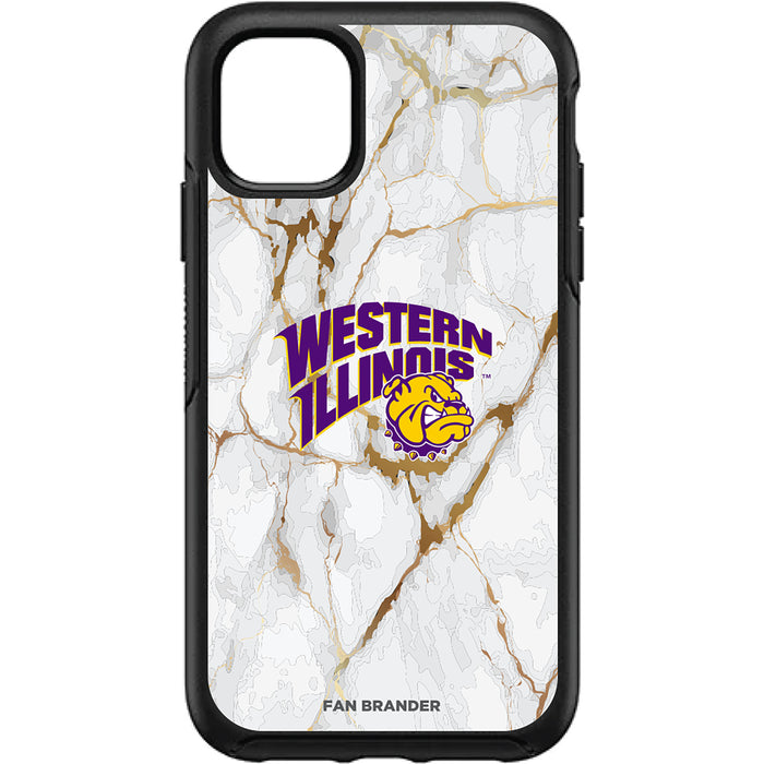 OtterBox Black Phone case with Western Illinois University Leathernecks Tide White Marble Background