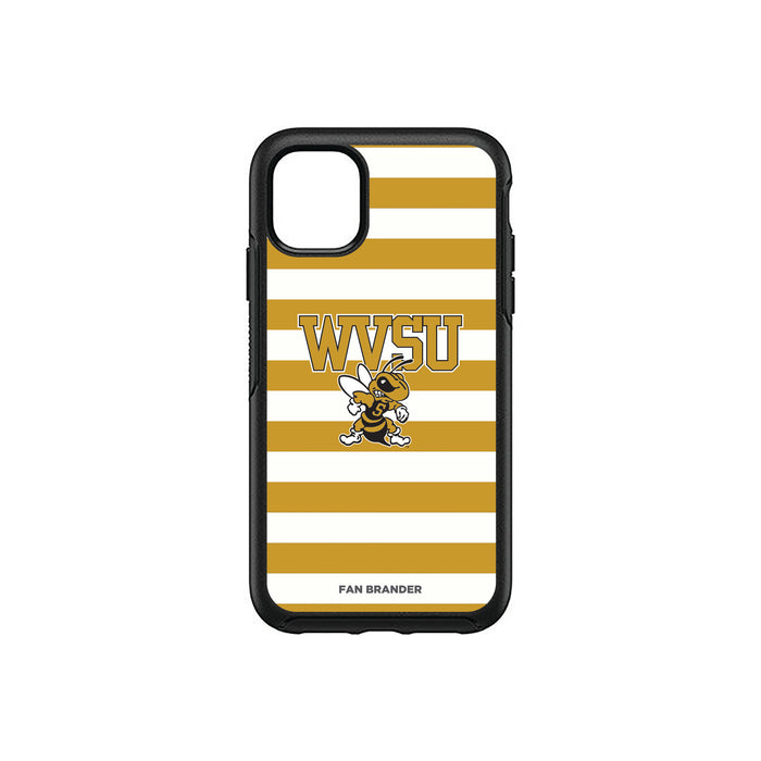 OtterBox Black Phone case with West Virginia State Univ Yellow Jackets Tide Primary Logo and Striped Design