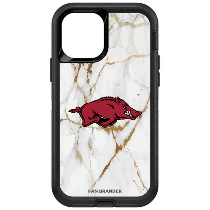 OtterBox Black Phone case with Arkansas Razorbacks White Marble Background