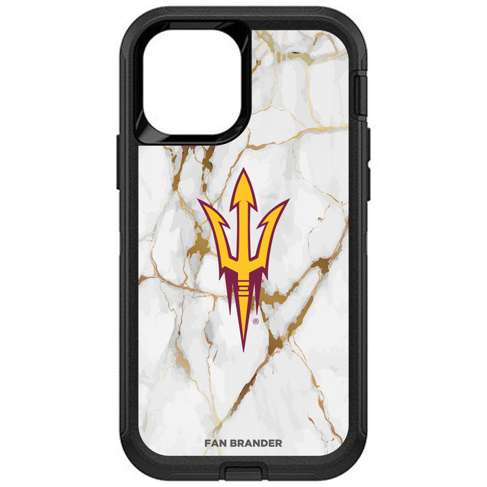 OtterBox Black Phone case with Arizona State Sun Devils Tide White Marble Background