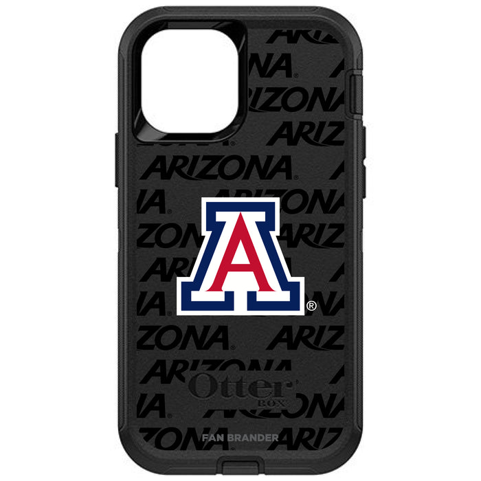 OtterBox Black Phone case with Arizona Wildcats Primary Logo on Repeating Wordmark Background